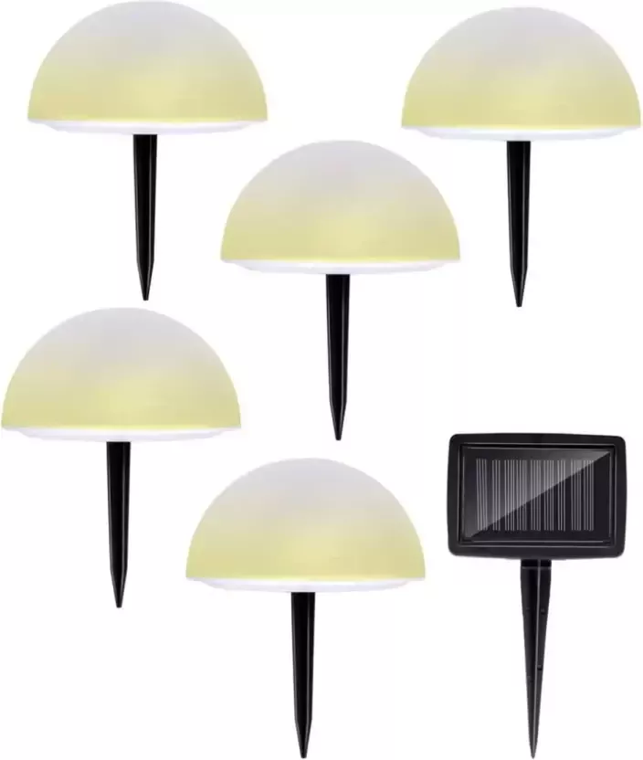 Grundig LED Solar Lichtbollen Met Grondsteker Halve Bol 5 Stuks Zonnepaneel Wit - Foto 1