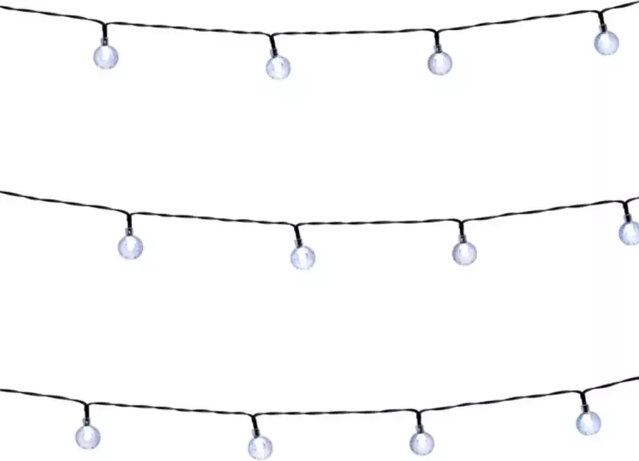 Grundig Lichtsnoer op Zonneenergie 9 M 50 Lampjes Lichtsnoer met Zonnepaneel Warm Wit Licht 8 Modi Zwart