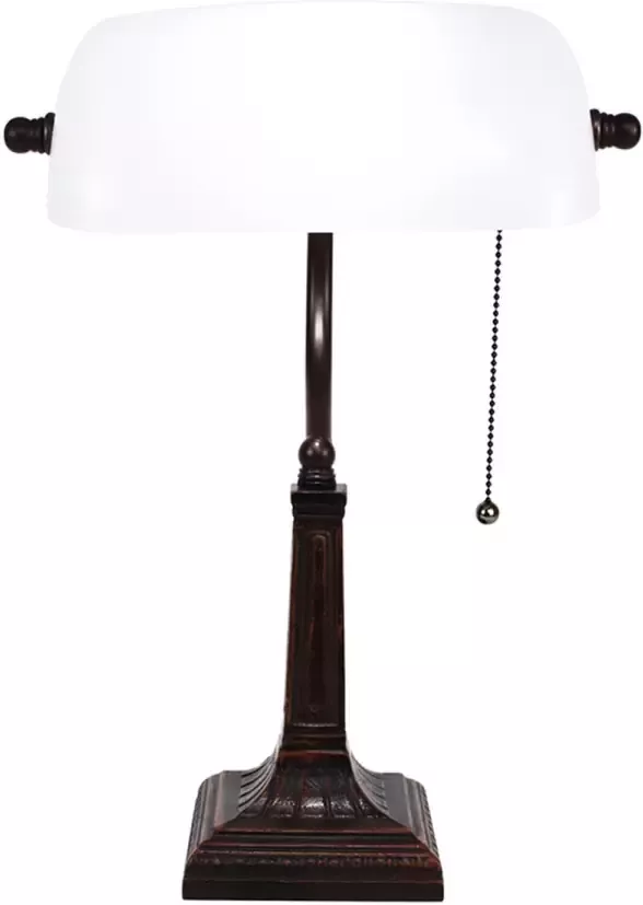HAES deco BankierslampTafellamp Wit 26x16x40 cm Fitting E27 Lamp max 1x40W - Foto 1