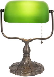 HAES deco Bureaulamp Bankierslamp Groen Bruin 27x20x36 cm E27 max 1x60W