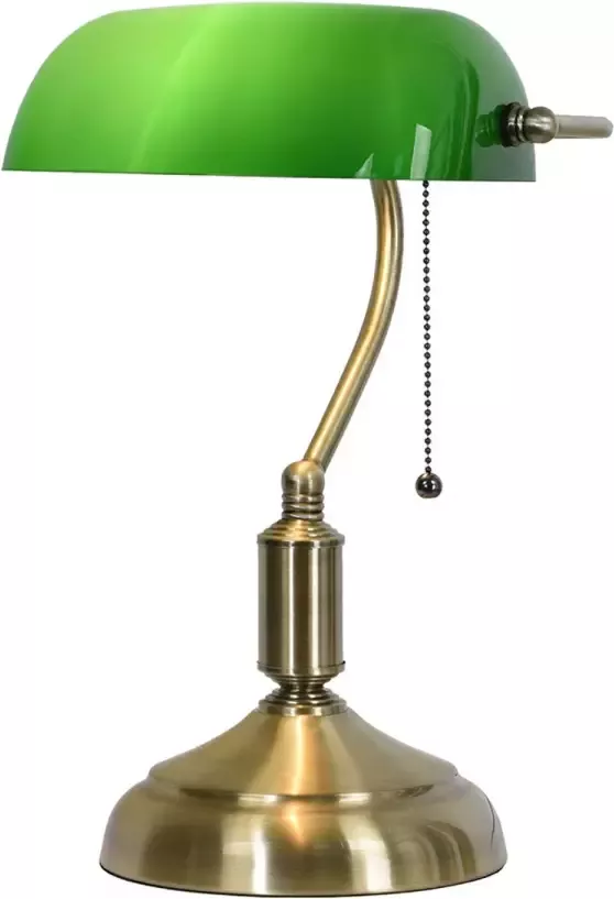 HAES deco Bureaulamp Bankierslamp Groen Goudkleurig 27x17x41 cm E27 max 1x60W