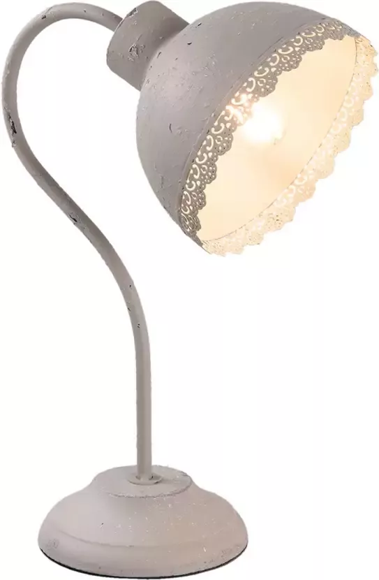 HAES deco Bureaulamp Shabby Chic Vintage Retro Lamp 15x25x35 cm Grijs Metaal Tafellamp Sfeerlamp