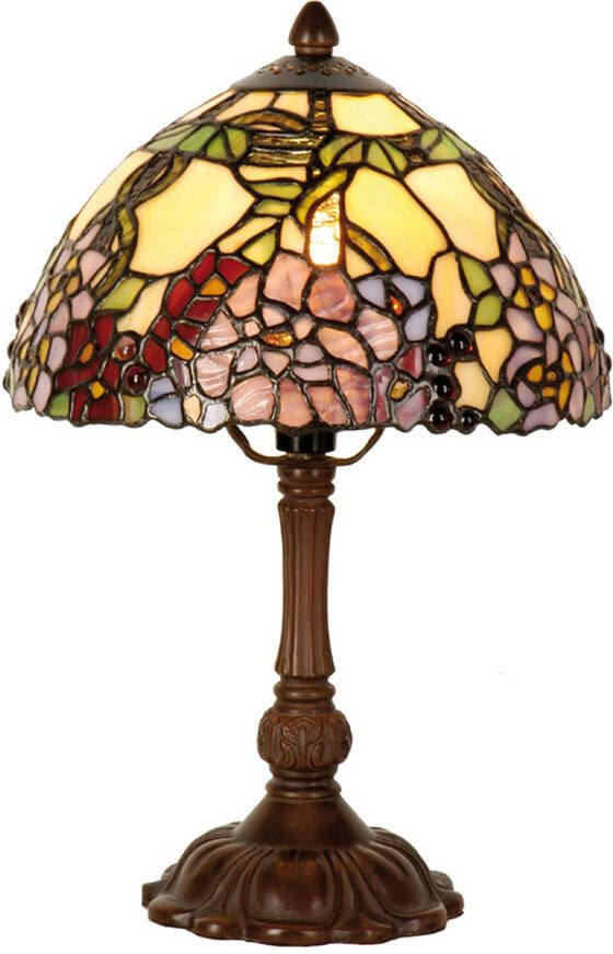 HAES deco Tiffany Tafellamp Geel Groen Roze Ø 22x32 cm Fitting E14 Lamp max 1x40W - Foto 1