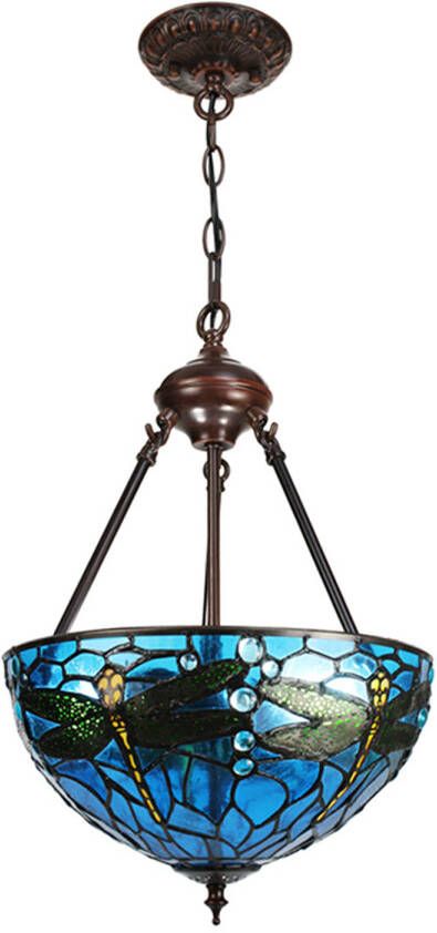 HAES deco Hanglamp Tiffany Blauw Ø 31x126 cm E27 max 2x40W