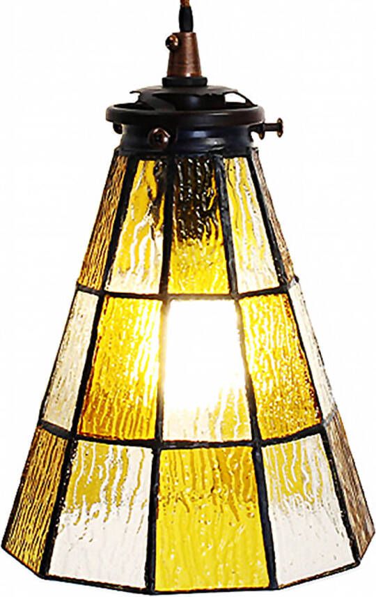 HAES deco Hanglamp Tiffany Geel Bruin Ø 15x115 cm E14 max 1x40W