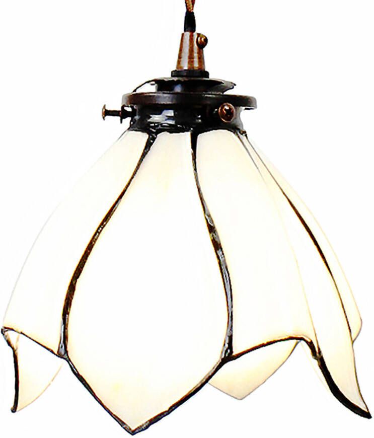 HAES deco Hanglamp Tiffany Wit Bruin Ø 18x115 cm E14 max 1x25W