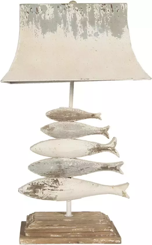 HAES deco Tafellamp Beachlife Vintage Retro Lamp met Vissen 44x30x75 cm Bureaulamp Sfeerlamp Nachtlampje