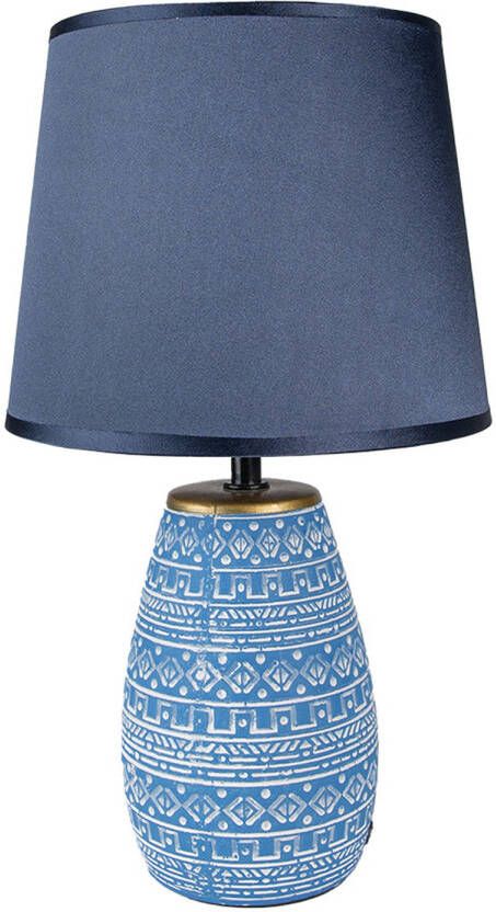 HAES deco Tafellamp Modern Chic Stijlvolle Lamp Ø 20x35 cm Blauw Wit Bureaulamp Sfeerlamp Nachtlampje - Foto 1