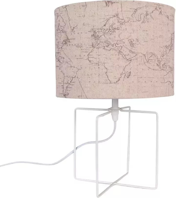 HAES deco Tafellamp Modern Chic Wereldkaart bedrukt Lamp Ø 22x34 cm Bureaulamp Sfeerlamp Nachtlampje - Foto 1