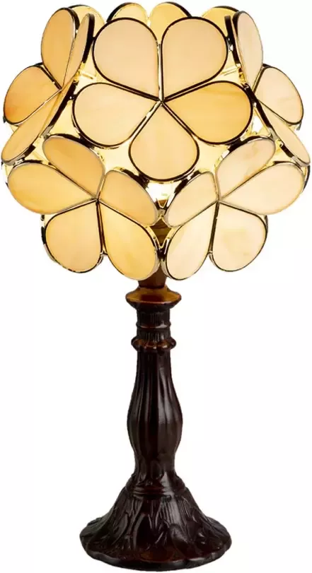 HAES deco Tiffany Tafellamp Beige 21x21x38 cm Fitting E14 Lamp max 1x25W - Foto 1
