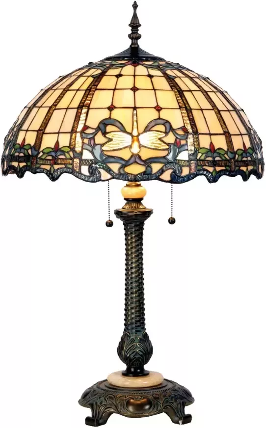 HAES deco Tiffany Tafellamp Beige Blauw Ø 50x80 cm Fitting E27 Lamp max 2x60W