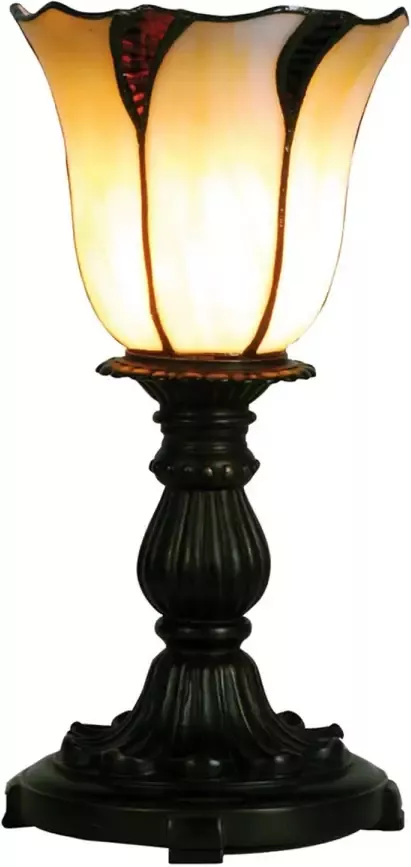 HAES deco Tiffany Tafellamp Beige Bruin Ø 16x32 cm Fitting E14 Lamp max 1x25W - Foto 1