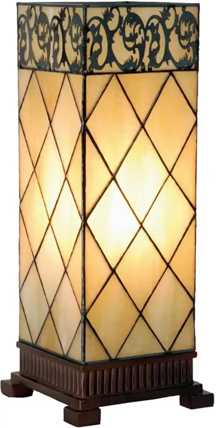 HAES deco Tiffany Tafellamp Beige Bruin 18x18x45 cm Fitting E27 Lamp max 1x40W