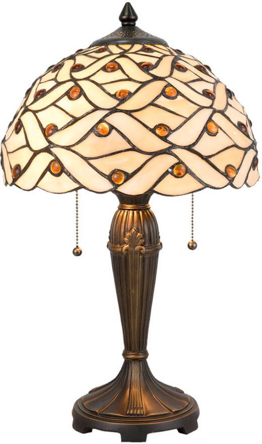 HAES deco Tiffany Tafellamp Beige Bruin Ø 30x50 cm Fitting E27 Lamp max 2x40W - Foto 1
