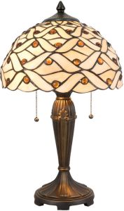 HAES deco Tiffany Tafellamp Beige Bruin Ø 30x50 cm Fitting E27 Lamp max 2x40W