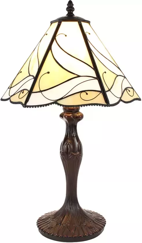 HAES deco Tiffany Tafellamp Beige Bruin Ø 31x43 cm Fitting E27 Lamp max 1x60W - Foto 1