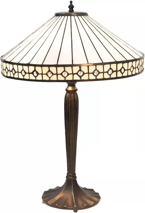 HAES deco Tiffany Tafellamp Beige Bruin Ø 40x58 cm Fitting E27 Lamp max 2x60W - Foto 1