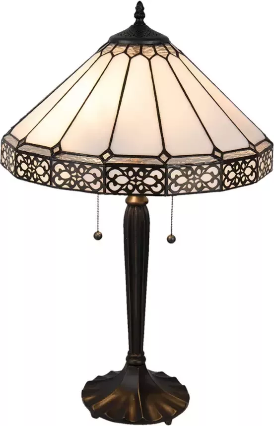 HAES deco Tiffany Tafellamp Beige Bruin Ø 41x62 cm Fitting E27 Lamp max 2x60W