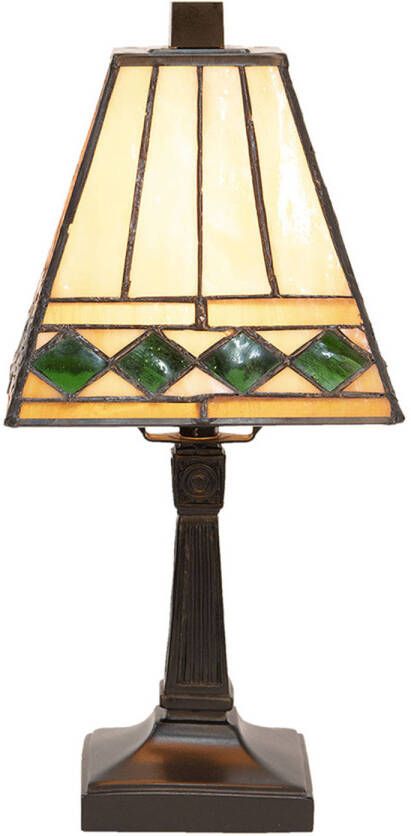 HAES deco Tiffany Tafellamp Beige Groen 20x20x30 cm Fitting E14 Lamp max 1x40W - Foto 1