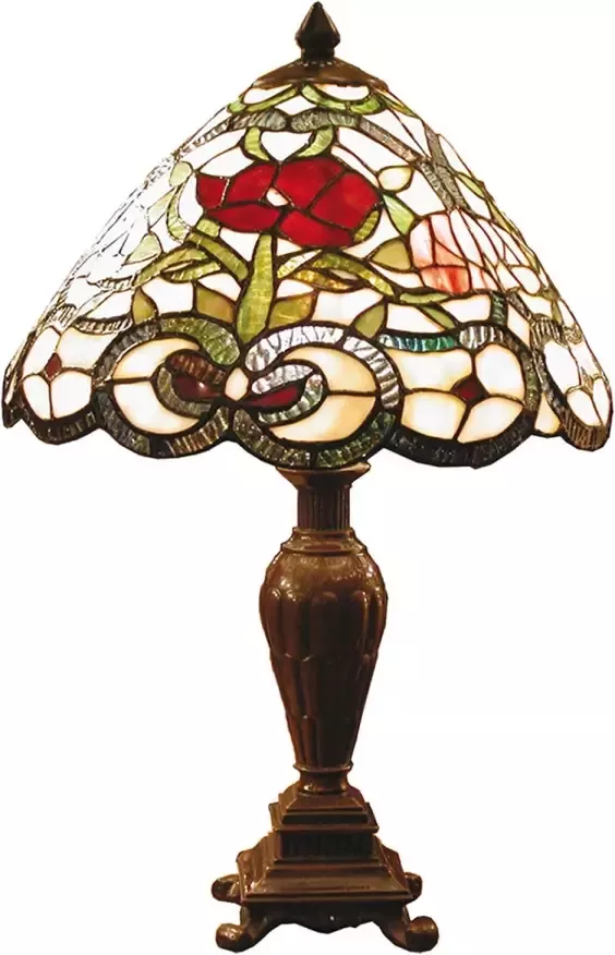 HAES deco Tiffany Tafellamp Beige Groen Ø 32x47 cm Fitting E27 Lamp max 1x40W