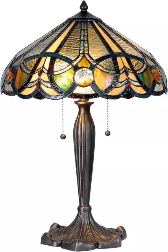 HAES deco Tiffany Tafellamp Beige Groen Ø 41x61 cm Fitting E27 Lamp max 2x60W