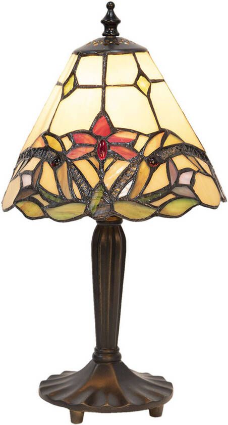HAES deco Tiffany Tafellamp Beige Rood Ø 20x36 cm Fitting E14 Lamp max 1x40W - Foto 1