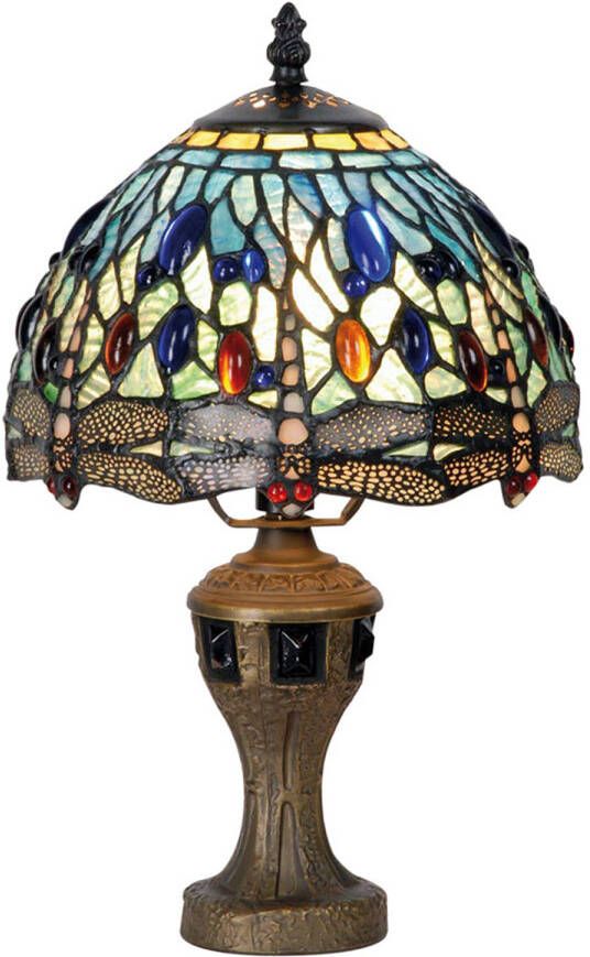 HAES deco Tiffany Tafellamp Blauw Grijs Beige Ø 20x35 cm Fitting E14 Lamp max 1x60W - Foto 1