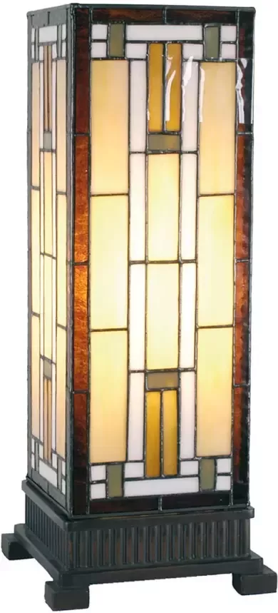 HAES deco Tiffany Tafellamp Bruin Beige 18x18x45 cm Fitting E27 Lamp max 1x60W