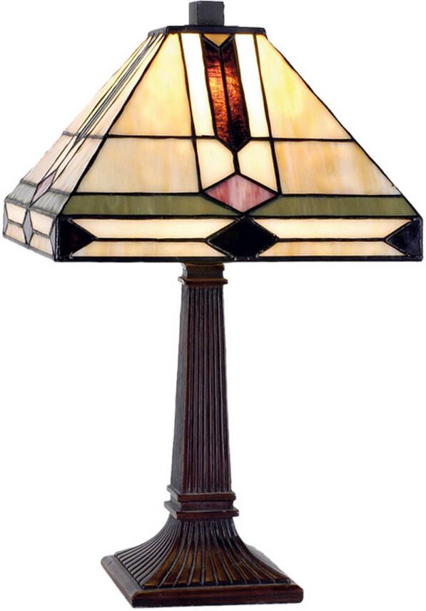 HAES deco Tiffany Tafellamp Bruin Groen 30x30x37 cm Fitting E14 Lamp max 1x40W - Foto 1