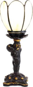 HAES deco Tiffany Tafellamp Creme 12x12x28 cm Fitting E14 Lamp max 1x25W