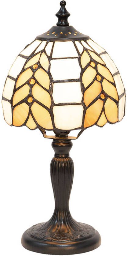 HAES deco Tiffany Tafellamp Creme Ø 14x29 cm Fitting E14 Lamp max 1x40W