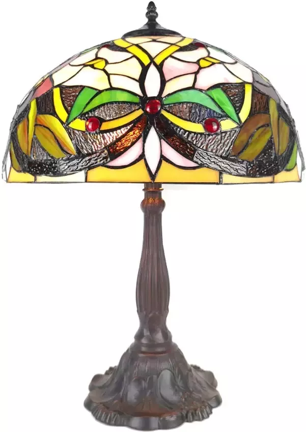 HAES deco Tiffany Tafellamp Creme Ø 41x58 cm Fitting E27 Lamp max 2x60W