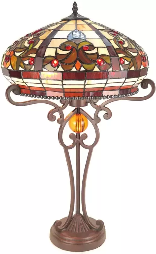 HAES deco Tiffany Tafellamp Creme Bruin Ø 42x72 cm Fitting E27 Lamp max 2x60W - Foto 1