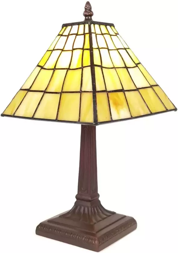 HAES deco Tiffany Tafellamp Geel Ø 20x38 cm Fitting E14 Lamp max 1x40W - Foto 1