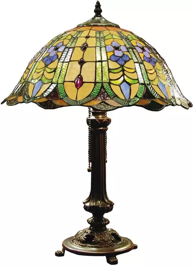 HAES deco Tiffany Tafellamp Groen Ø 40x53 cm Fitting E27 Lamp max 2x60W - Foto 1