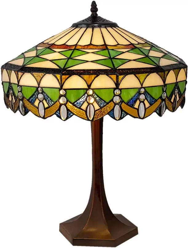 HAES deco Tiffany Tafellamp Groen Ø 41x57 cm Fitting E27 Lamp max 2x60W