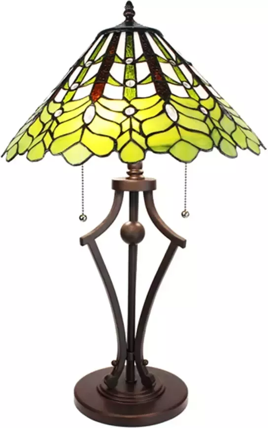 HAES deco Tiffany Tafellamp Groen Ø 41x62 cm Fitting E27 Lamp max 2x60W - Foto 1