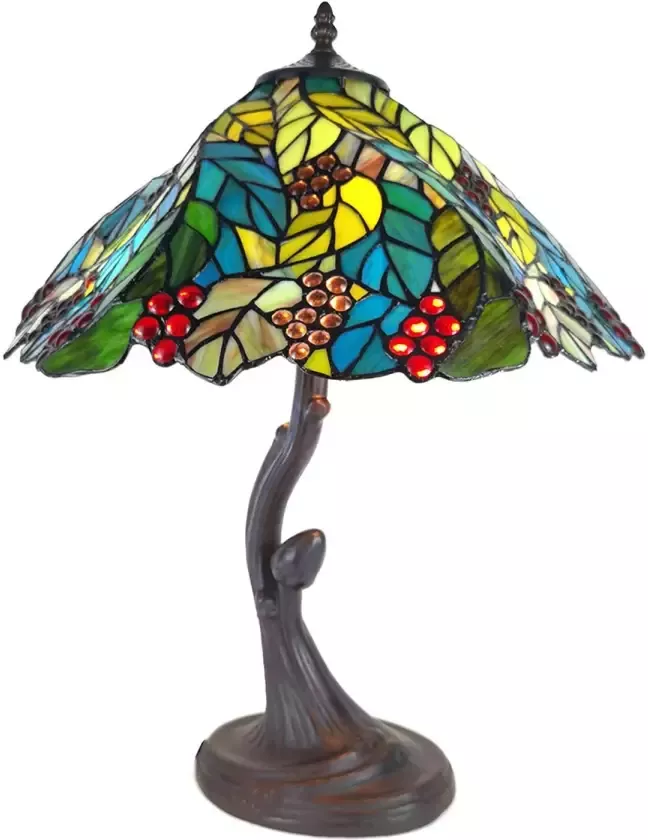 HAES deco Tiffany Tafellamp Groen Ø 43x54 cm Fitting E27 Lamp max 2x60W