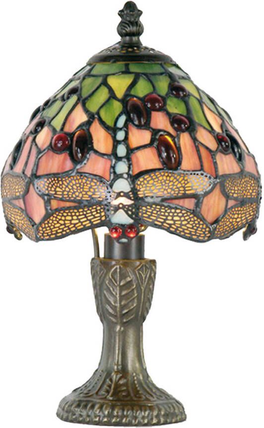 HAES deco Tiffany Tafellamp Groen Bruin Ø 16x25 cm Fitting E14 Lamp max 1x25W - Foto 1
