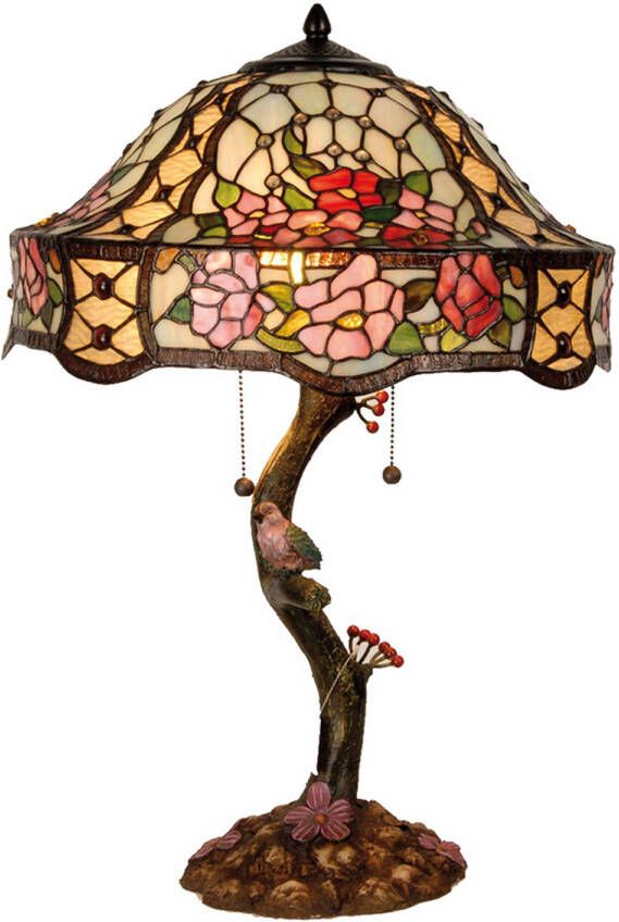 HAES deco Tiffany Tafellamp Groen Roze Ø 45x62 cm Fitting E27 Lamp max 3x60W - Foto 1