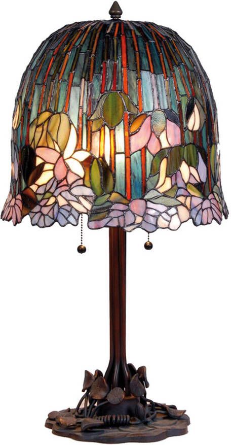 HAES deco Tiffany Tafellamp Groen Roze Blauw Ø 35x68 cm Fitting E27 Lamp max 2x60W - Foto 1