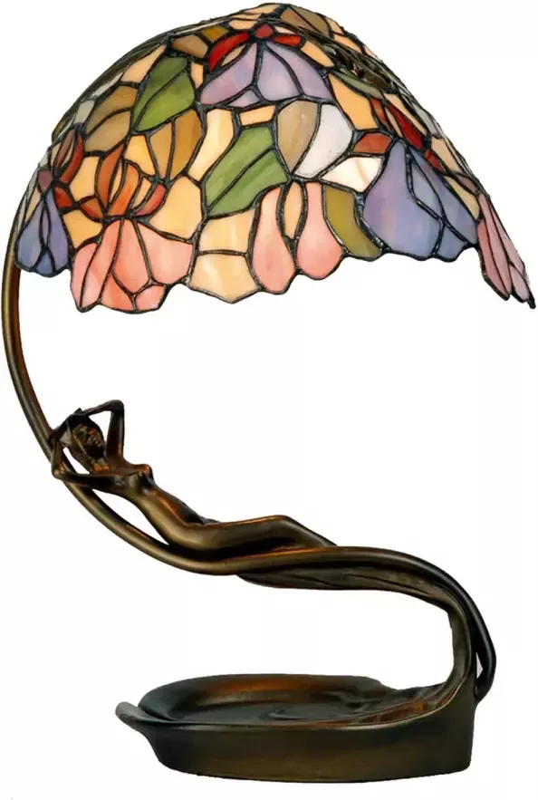 HAES deco Tiffany Tafellamp Paars Roze 28x20x40 cm Fitting E14 Lamp max 1x40W - Foto 1