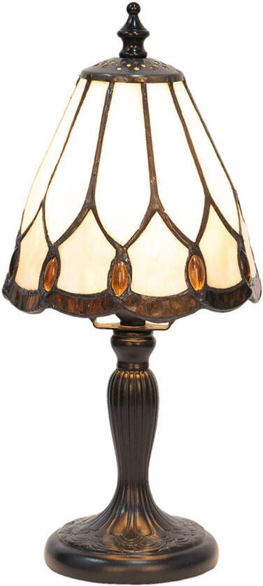 HAES deco Tiffany Tafellamp Wit Ø 14x31 cm Fitting E14 Lamp max 1x40W