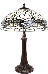 HAES deco Tiffany Tafellamp Wit Ø 41x57 cm Fitting E27 Lamp max 2x40W