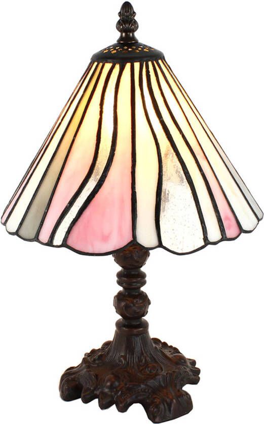 HAES deco Tiffany Tafellamp Wit Grijs Roze Ø 20x34 cm Fitting E14 Lamp max 1x25W
