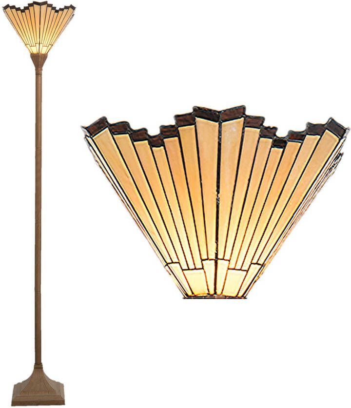 HAES deco Tiffany Vloerlamp Goudkleurig 37x37x183 cm E27 max 1x60W - Foto 1