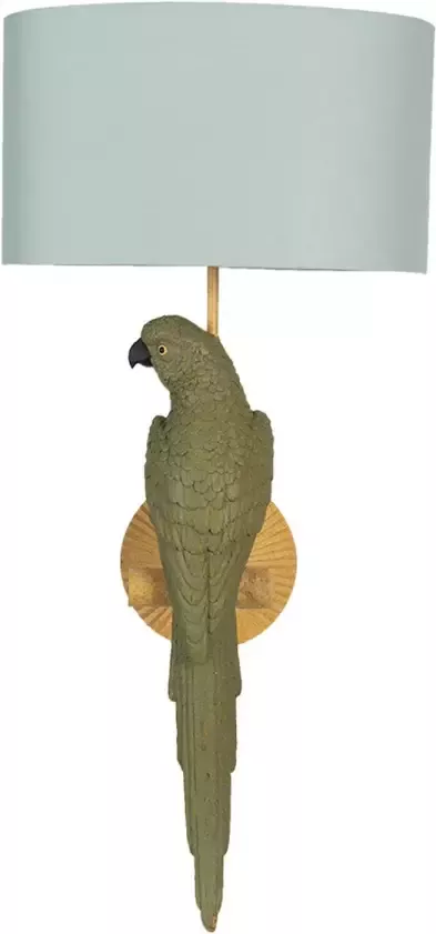 HAES deco Wandlamp City Jungle Papagaai Lamp Ø 23*44 cm Groen Ovaal Polyresin Muurlamp Sfeerlamp - Foto 1