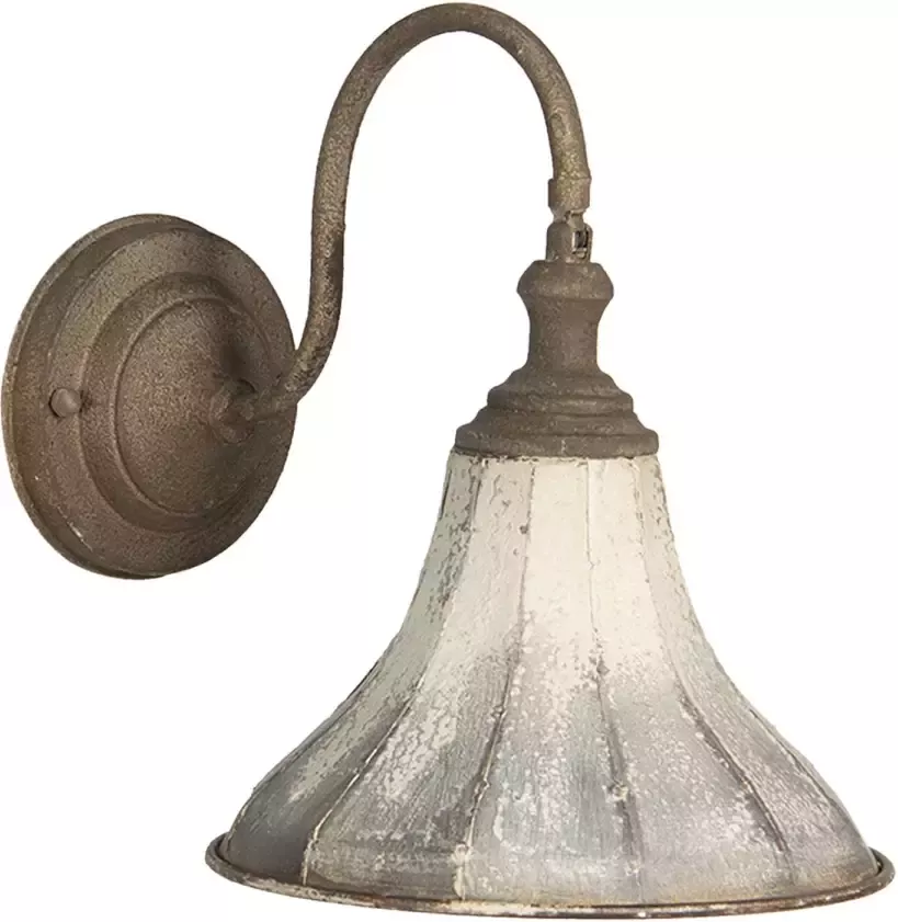 HAES deco Wandlamp Shabby Chic Vintage Retro Lamp 31x23x27 cm Bruin Wit Metaal Muurlamp Sfeerlamp