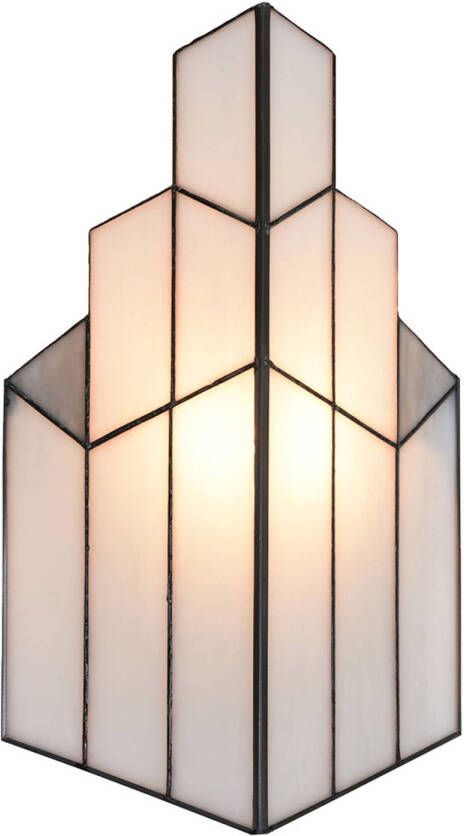 Clayre & Eef Lumilamp Wandlamp Tiffany 36*4*21 Cm E14 max 1*40w Creme Glas Muurlamp Sfeerlamp Tiffany Lamp Creme Muurlamp Sfeerlamp - Foto 1