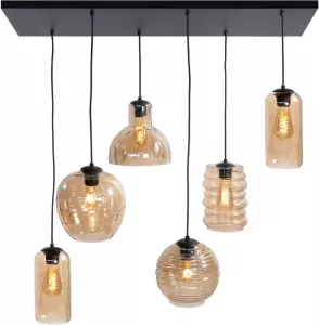 Highlight Hanglamp Fantasy 6 lichts L 100 x B 35 cm amber glas